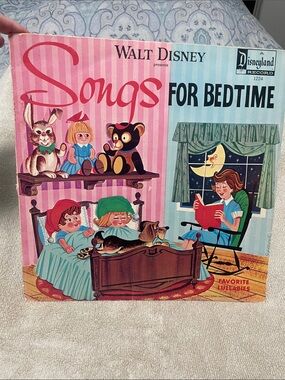 Disney Songs for Bedtime Record – Pink, Blue & Green Illustrated Cover